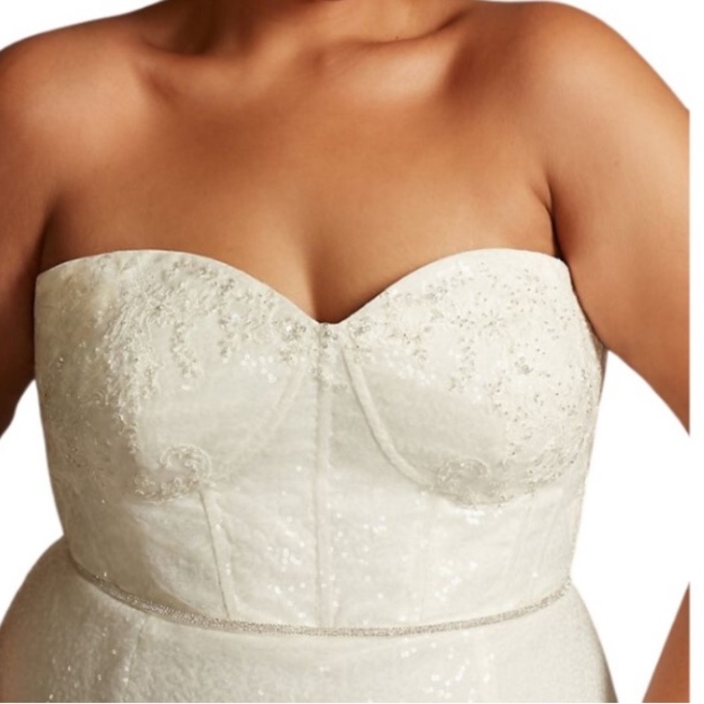 Galina Signature Ivory allover sequin corset plus wedding‎ dress Size 20 - Picture 16 of 16